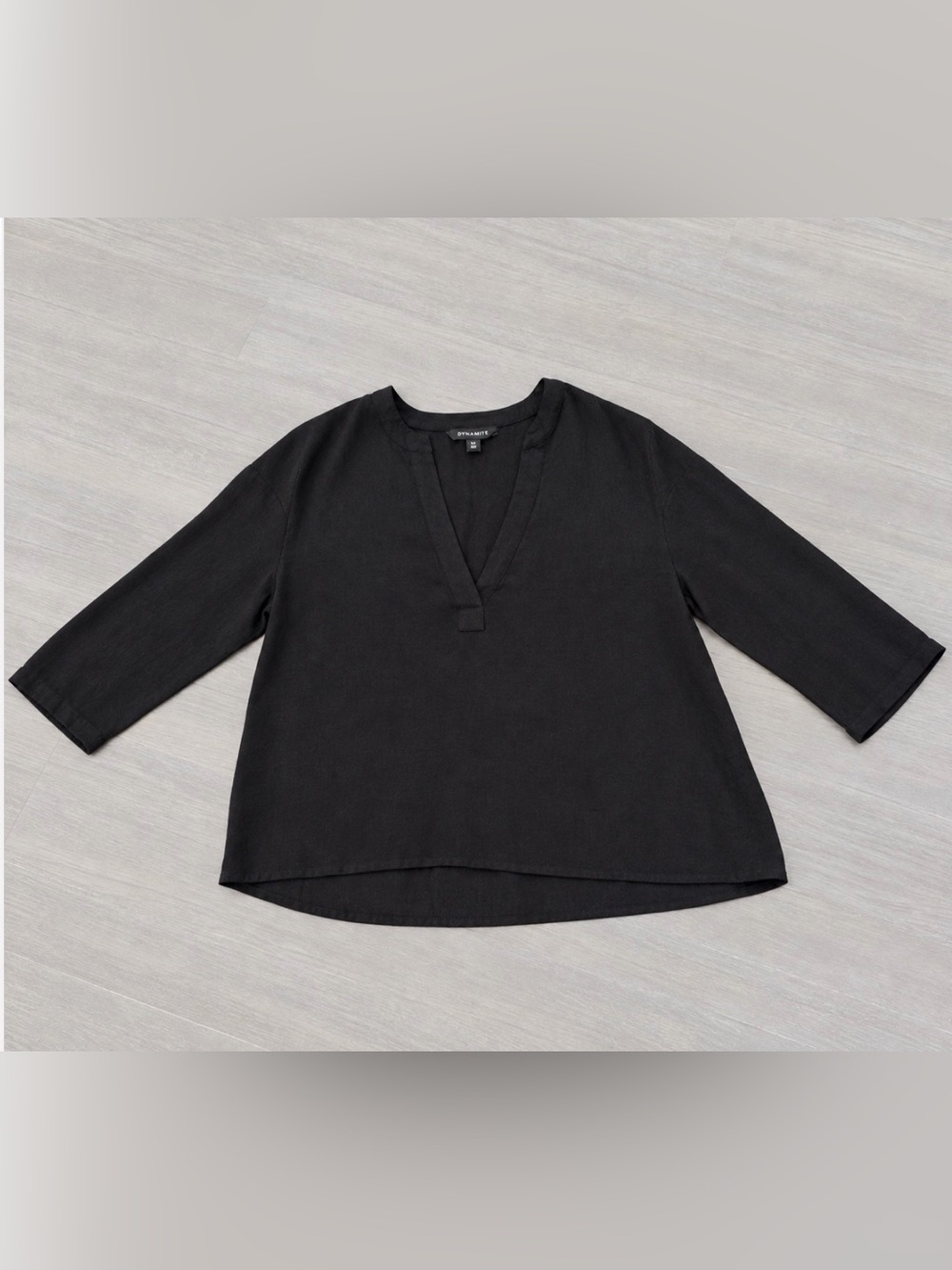 Banana Republic Black Split Neck Tunic Blouse Size XS